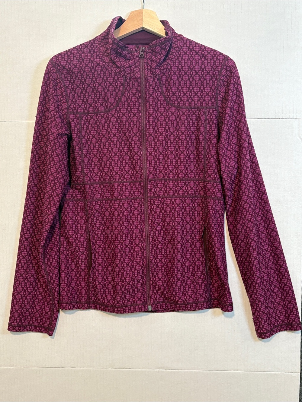 Prana Women's Zip-Front Jacket in Deep Berry Pattern
